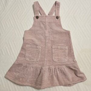 Next Kids Pink Corduroy Pinafore Dress Ruffle‎ Hem Overalls 4-5 Years 110cm